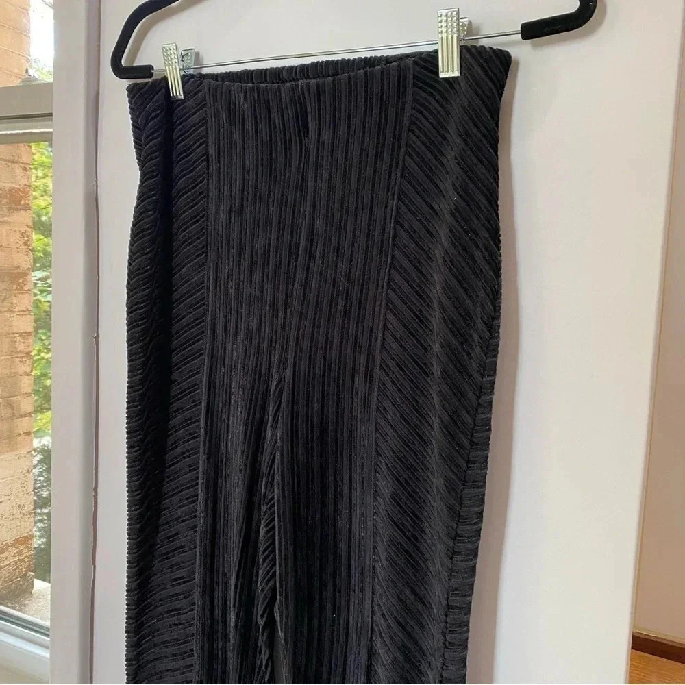 New Free People Slim Pull-On Velvet Flare Pants Black XS - Picture 8 of 14